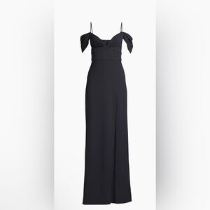 Sachin & Babi Brittany Stretch Crepe Cold-Shoulder Gown. Navy. NWT!